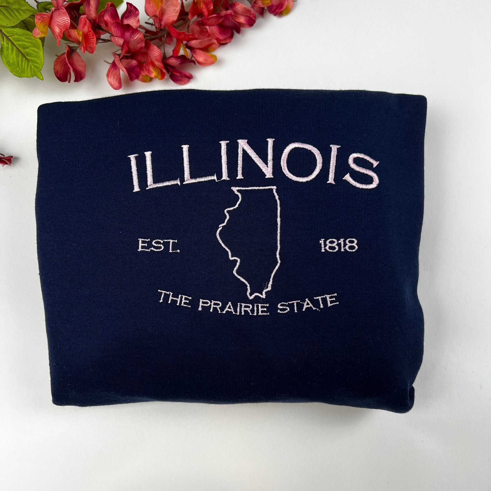 Illinois Embroidered Sweatshirt- Illinois T-Shirt and Sweatshirt