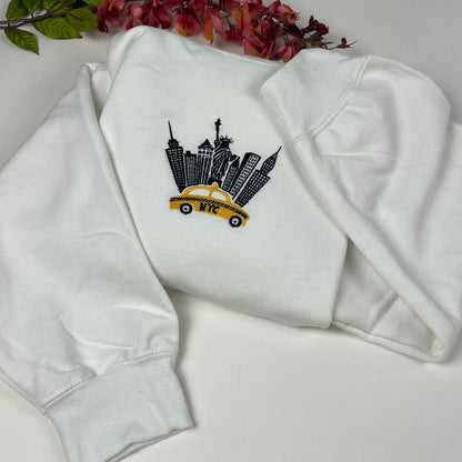 New York City Embroidered Sweatshirt, NYC shirt (TAXI)