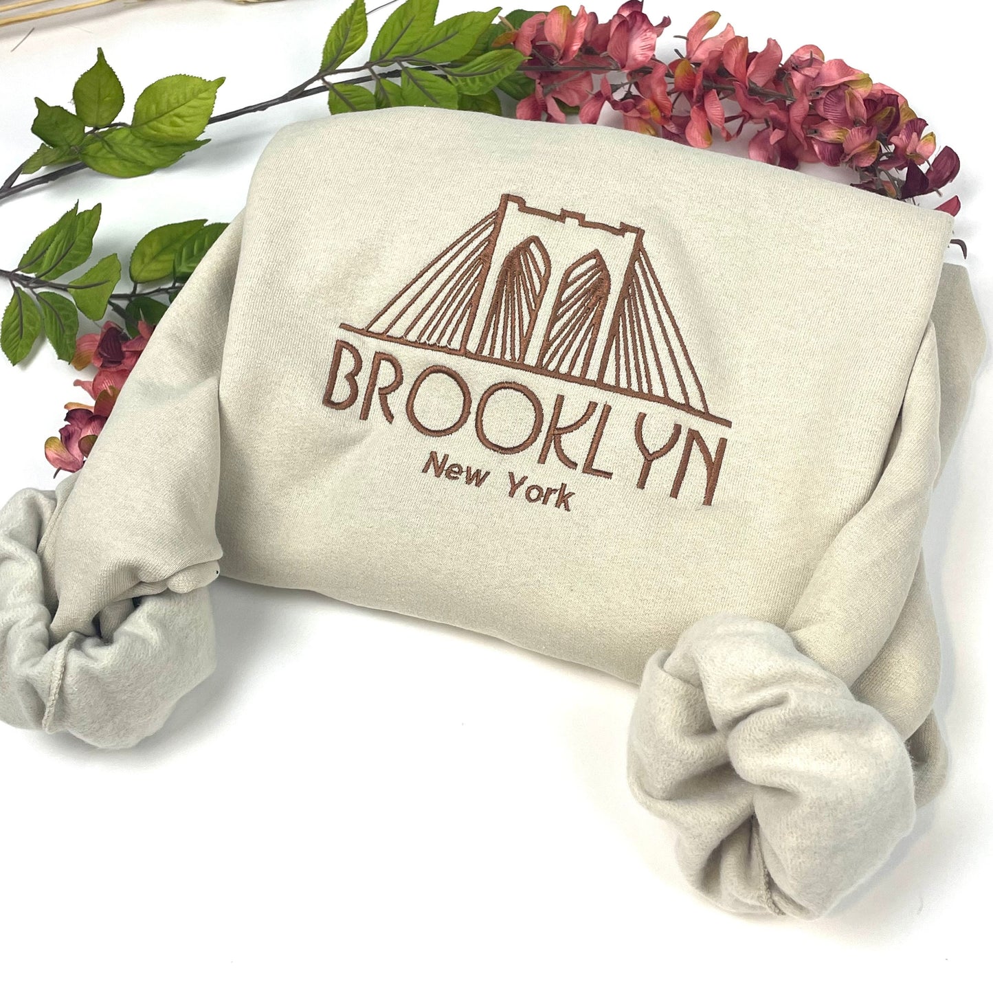 Brooklyn Embroidered Crewneck - NYC Sweatshirt (Bridge)