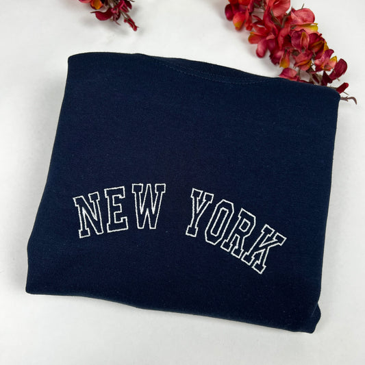 New York Embroidered Sweatshirt- New York Curry Crewneck - More Colors Available (outline)
