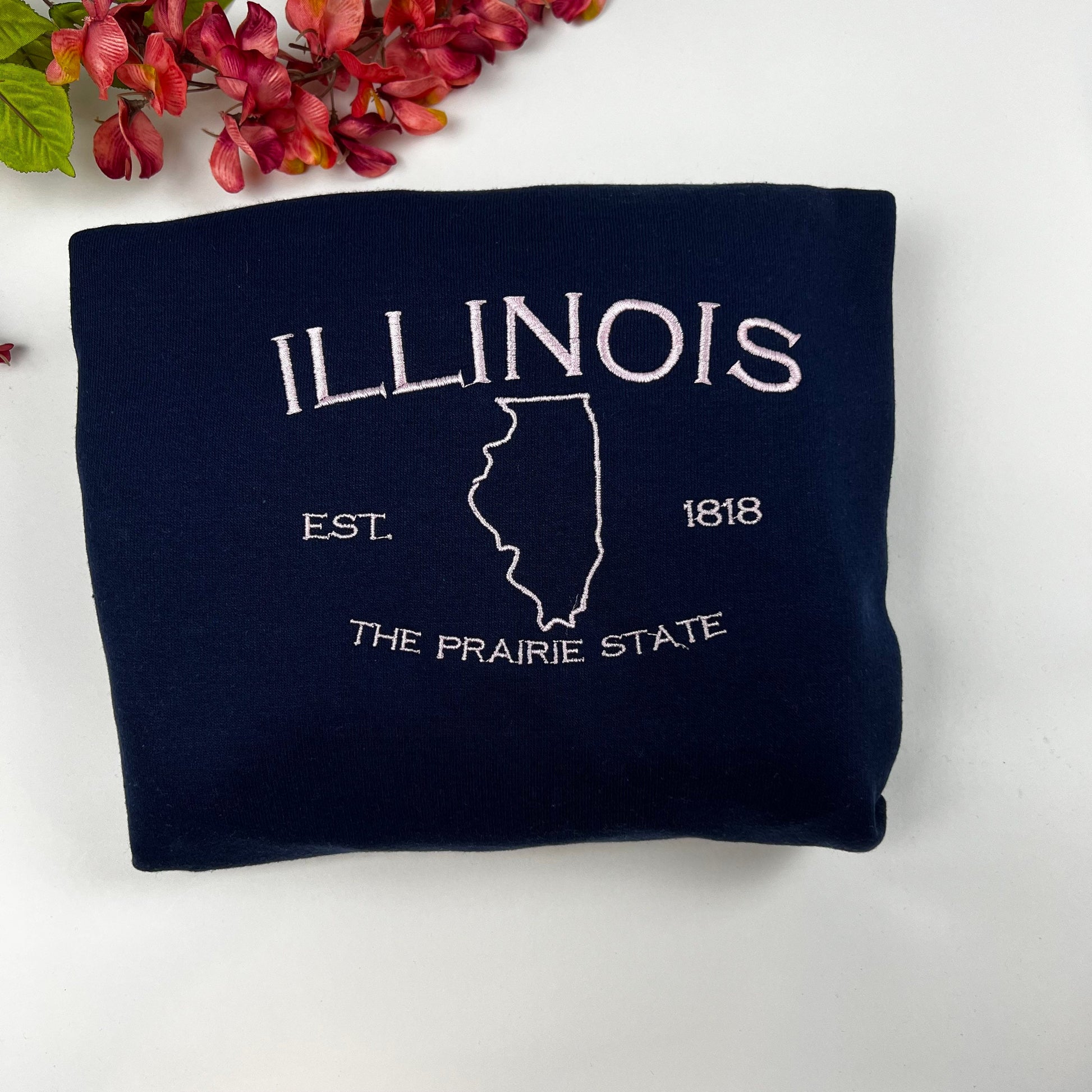 Illinois Embroidered Sweatshirt- Illinois T-Shirt and Sweatshirt