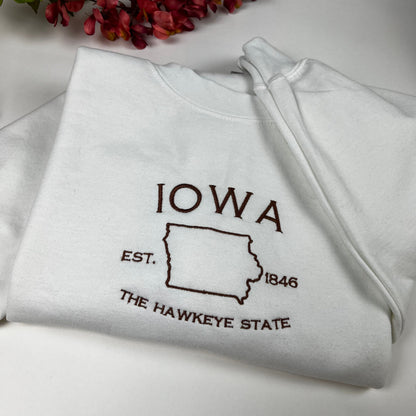 Iowa Embroidered Sweatshirt- Iowa T-Shirt and Sweatshirt - Hawkeye State