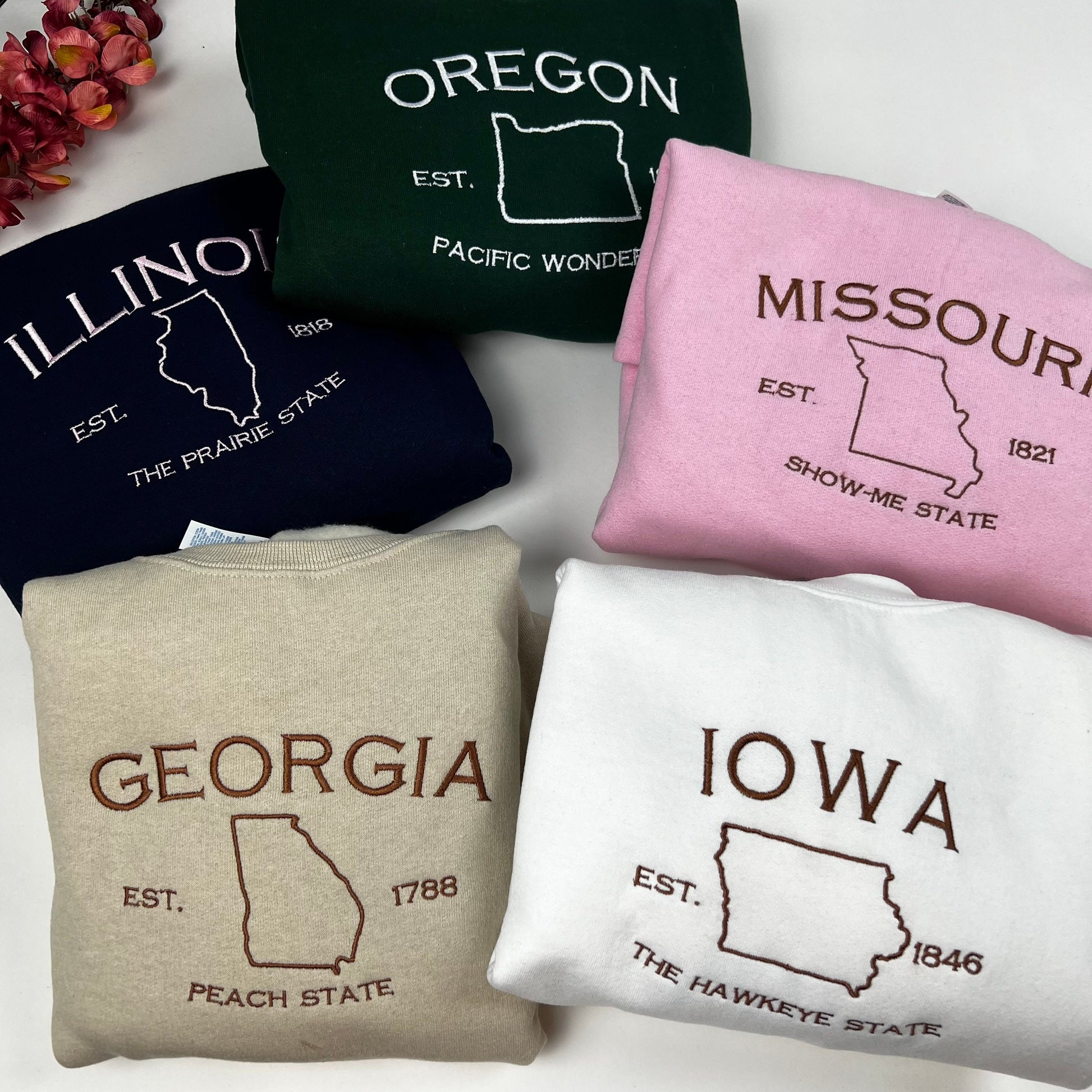 Iowa Embroidered Sweatshirt- Iowa T-Shirt and Sweatshirt - Hawkeye State