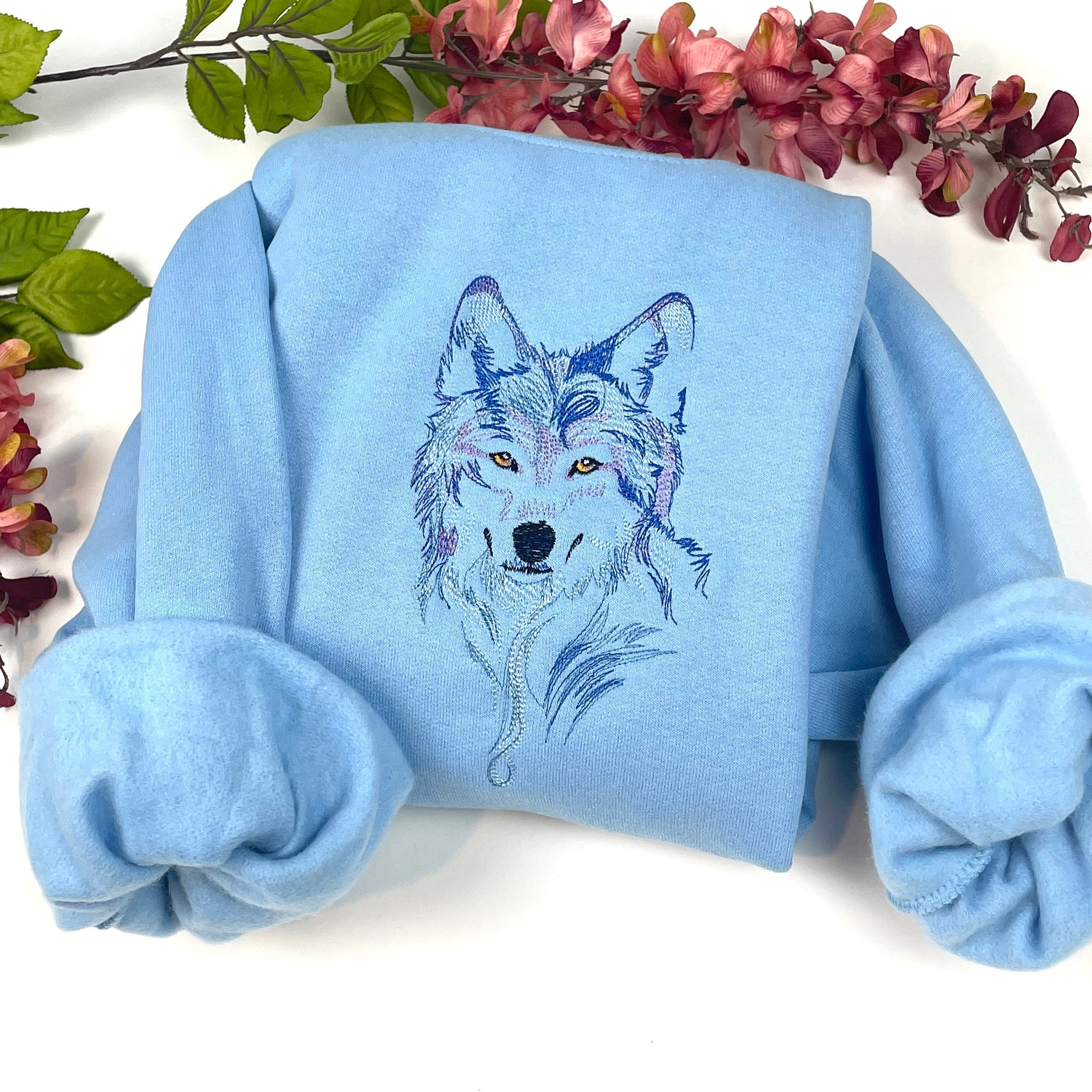 Wolf Embroidered Sweatshirt- Animal Lover Shirt -More Colors Available