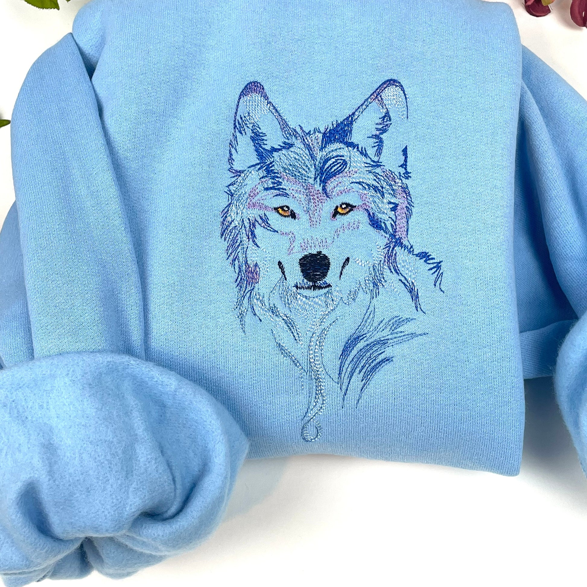 Wolf Embroidered Sweatshirt- Animal Lover Shirt -More Colors Available