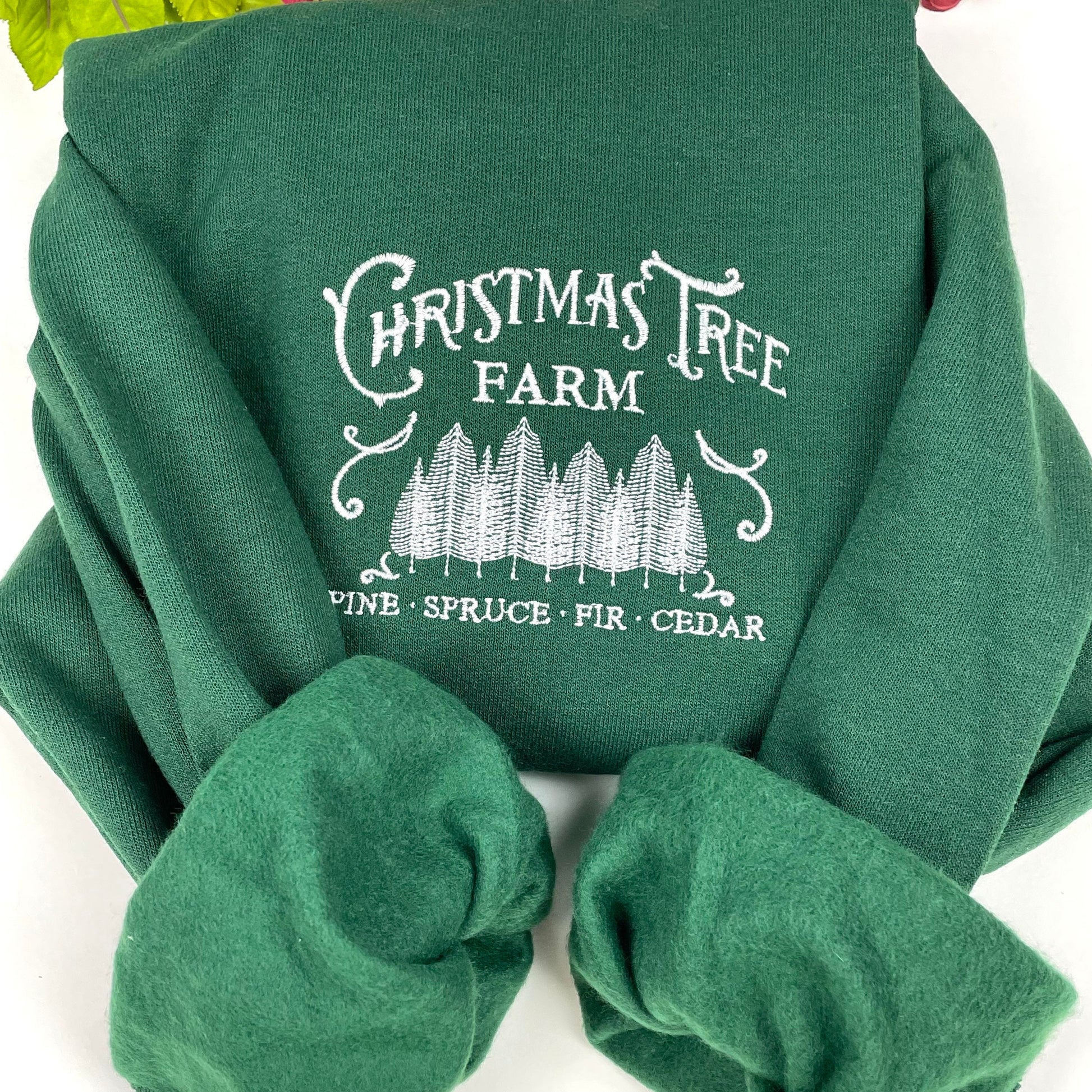 Christmas Tree Embroidered Crewneck- Christmas Tree Farm