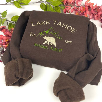 Custom Lake Tahoe Embroidered Crewneck | National Park Sweatshirt | Unisex Gift | Nature-Inspired Apparel