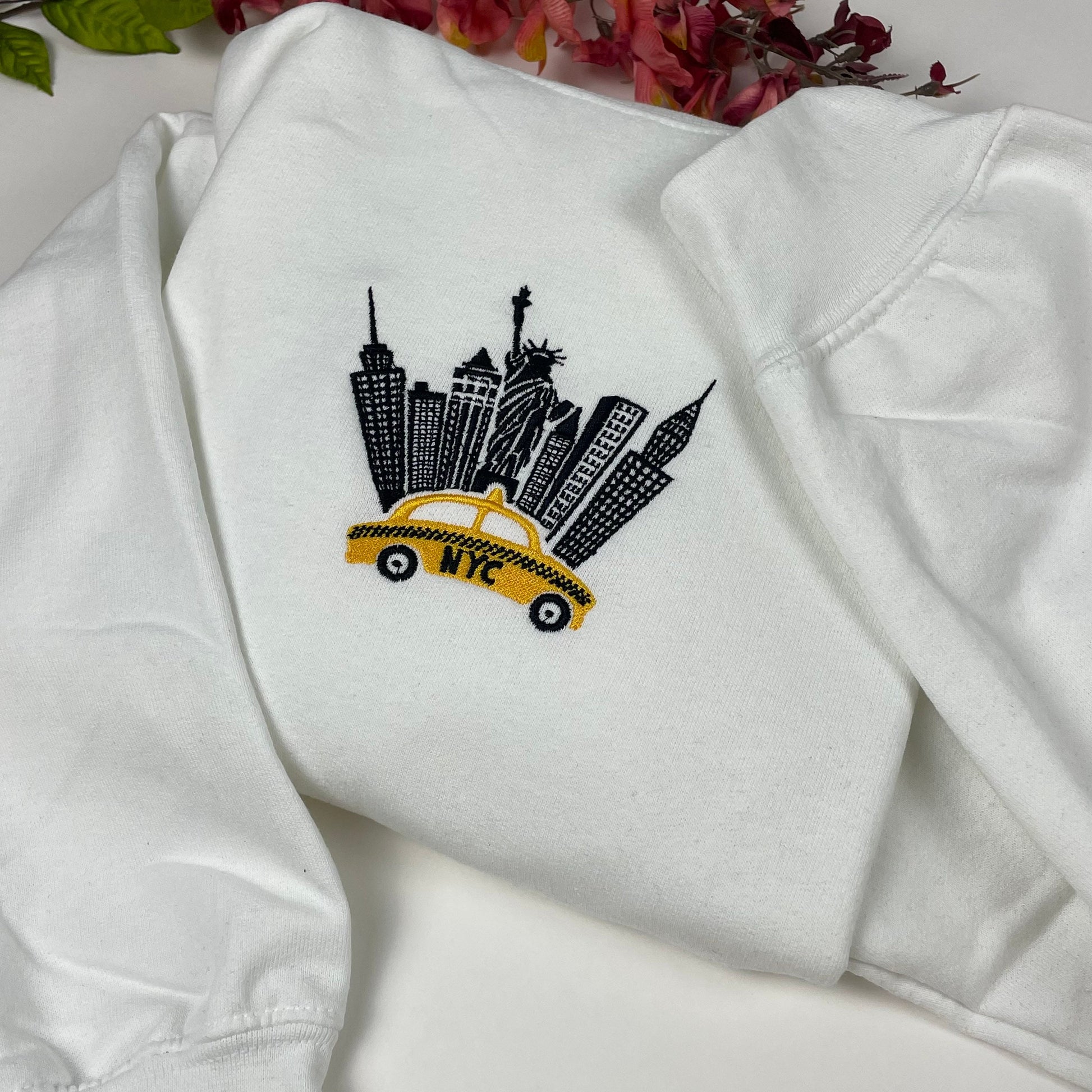 New York City Embroidered Sweatshirt, NYC shirt (TAXI)