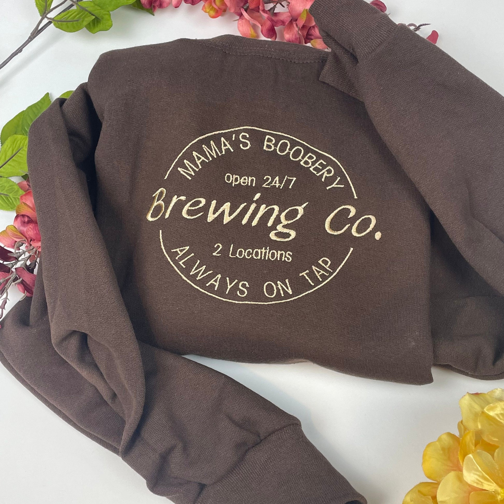 Mama’s Boobery Embroidered Sweatshirt,Breast Feeding Shirt Sweatshirt, Baby Shower Pullover, New Mom Sweatshirt Womens Shirts