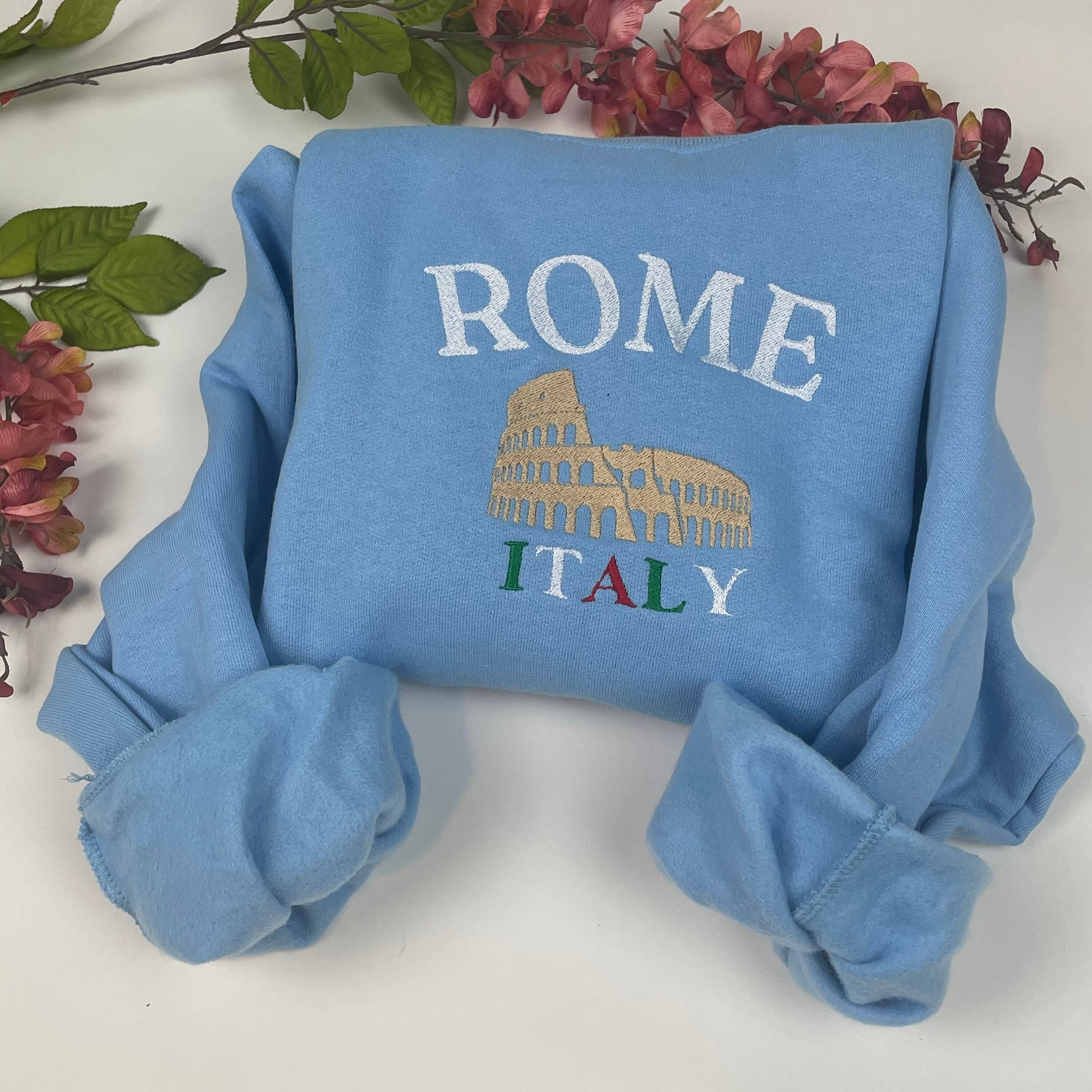 Rome Italy Embroidered Sweatshirt- Rome Travel Crewneck - More Colors Available