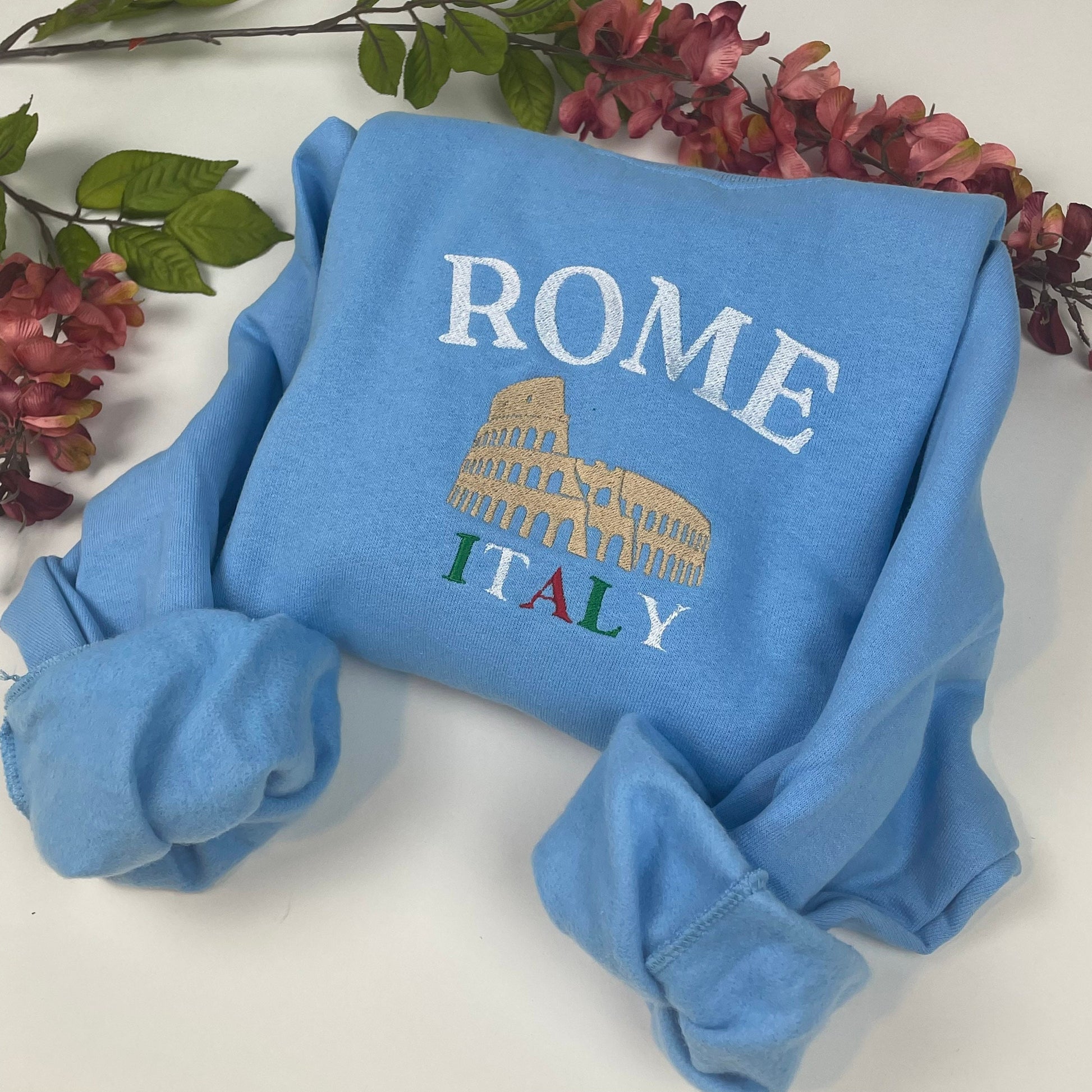 Rome Italy Embroidered Sweatshirt- Rome Travel Crewneck - More Colors Available