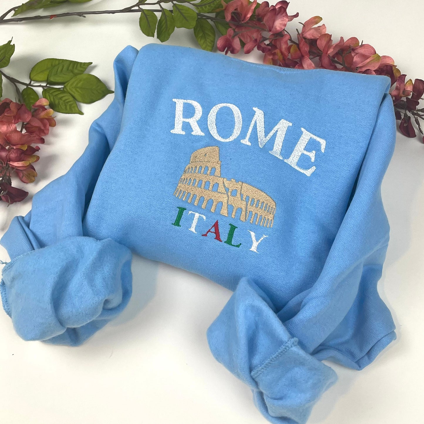 Rome Italy Embroidered Sweatshirt- Rome Travel Crewneck - More Colors Available