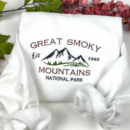 Great Smoky Mountains National Park Embroidered Crewneck-embroidered Crewneck-National Park Sweatshirt