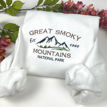Great Smoky Mountains National Park Embroidered Crewneck-embroidered Crewneck-National Park Sweatshirt