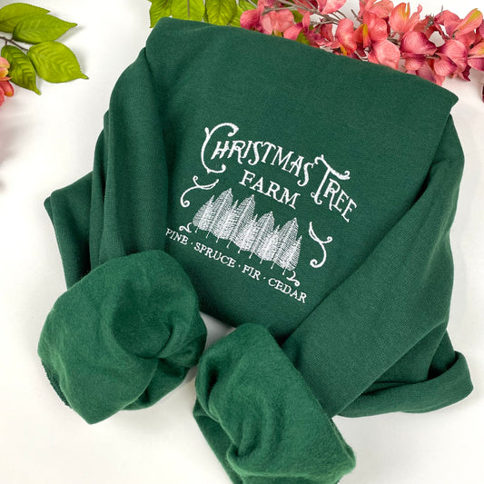 Christmas Tree Embroidered Crewneck- Christmas Tree Farm