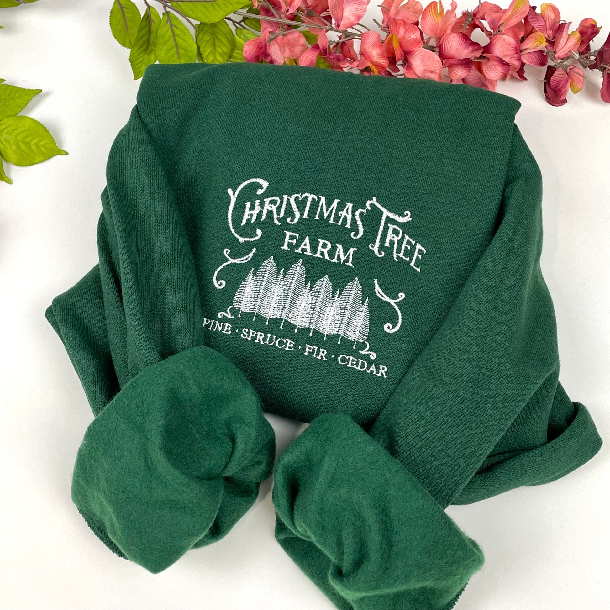 Christmas Tree Embroidered Crewneck- Christmas Tree Farm