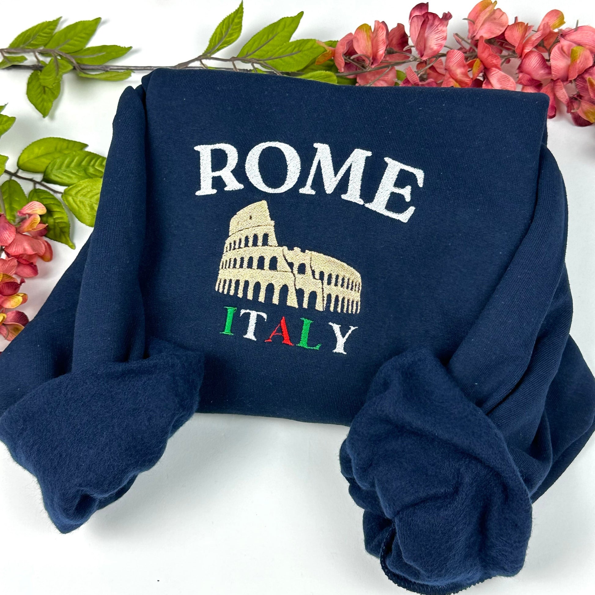 Rome Italy Embroidered Sweatshirt- Rome Travel Crewneck - More Colors Available