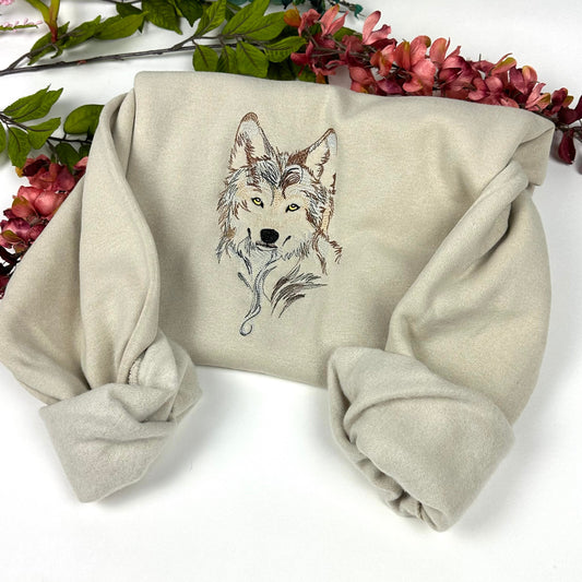 Wolf Embroidered Sweatshirt- Animal Lover Shirt -More Colors Available