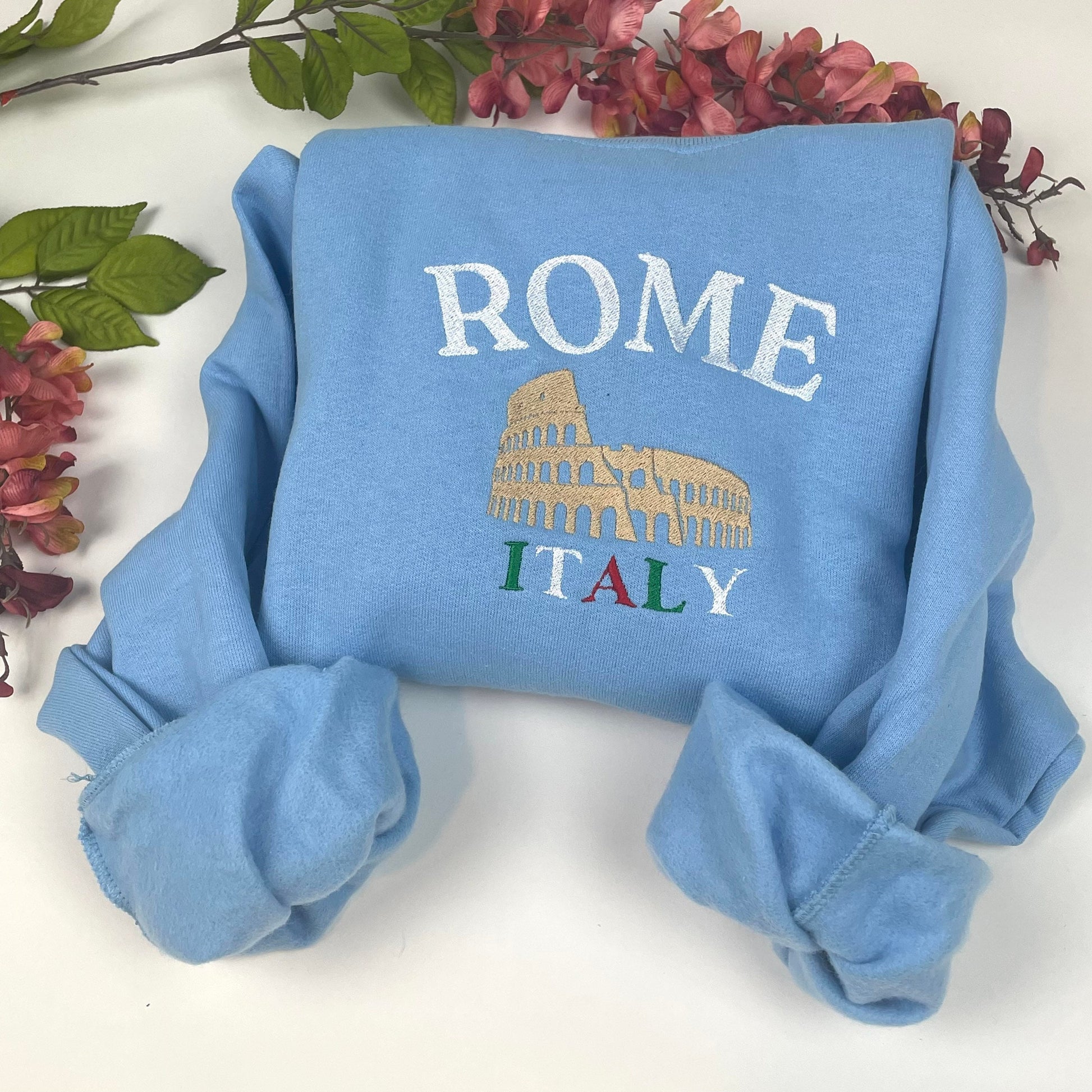 Rome Italy Embroidered Sweatshirt- Rome Travel Crewneck - More Colors Available