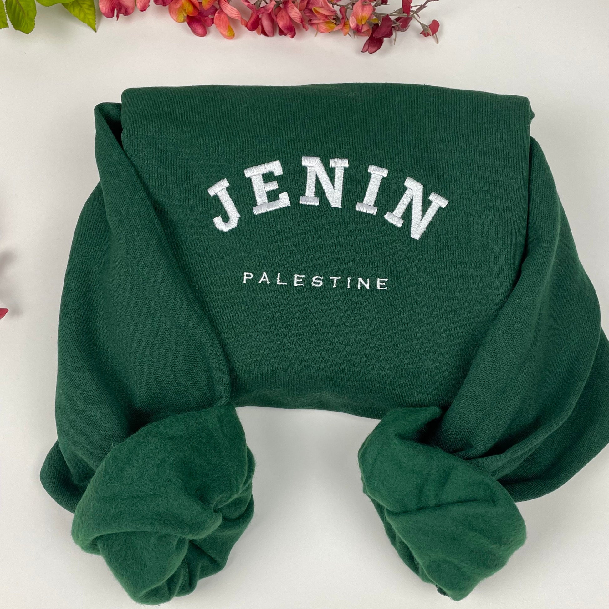 Jenin Palestine Embroidered Sweater - Palestinian Coordinates Shirt