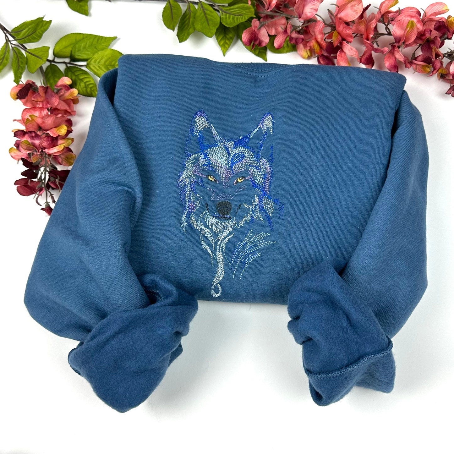 Wolf Embroidered Sweatshirt- Animal Lover Shirt -More Colors Available