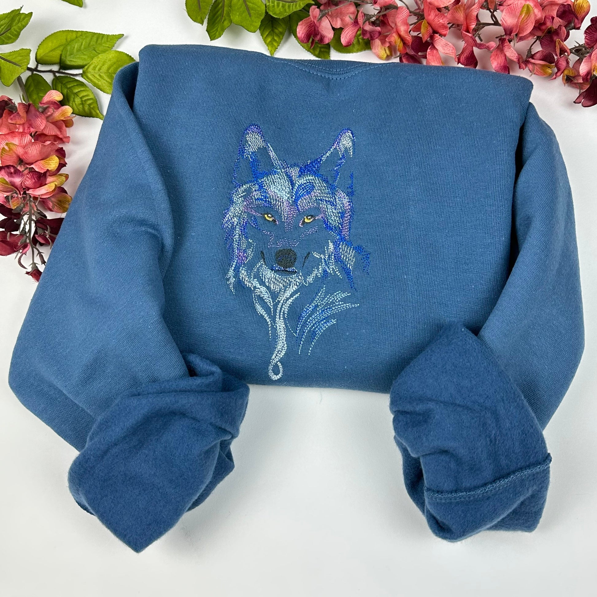 Wolf Embroidered Sweatshirt- Animal Lover Shirt -More Colors Available