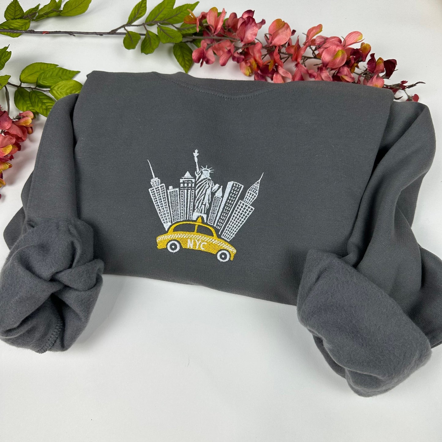 New York City Embroidered Sweatshirt, NYC shirt (TAXI)