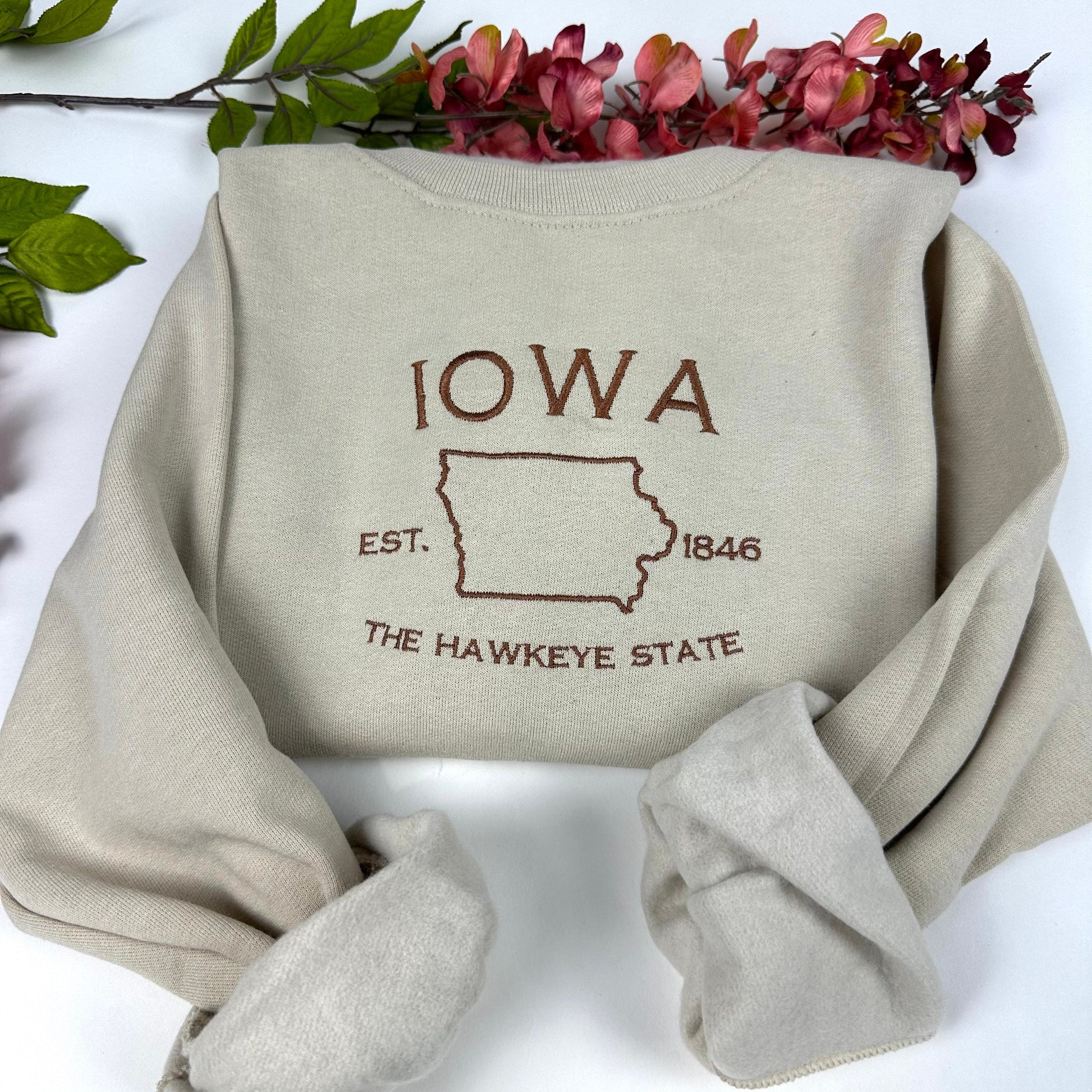 Iowa Embroidered Sweatshirt- Iowa T-Shirt and Sweatshirt - Hawkeye State