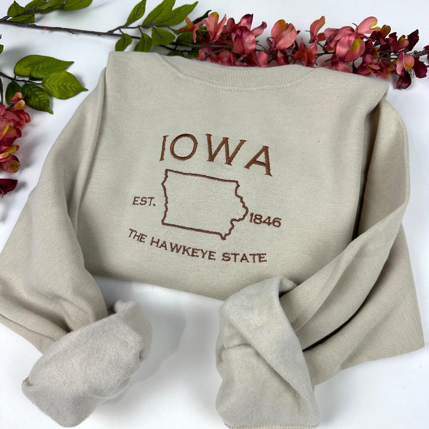 Iowa Embroidered Sweatshirt- Iowa T-Shirt and Sweatshirt - Hawkeye State