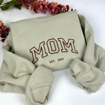 Mommy/Daddy Embroidered Crewneck Sweatshirt - Mother’s day Gift (Custom EST Date)
