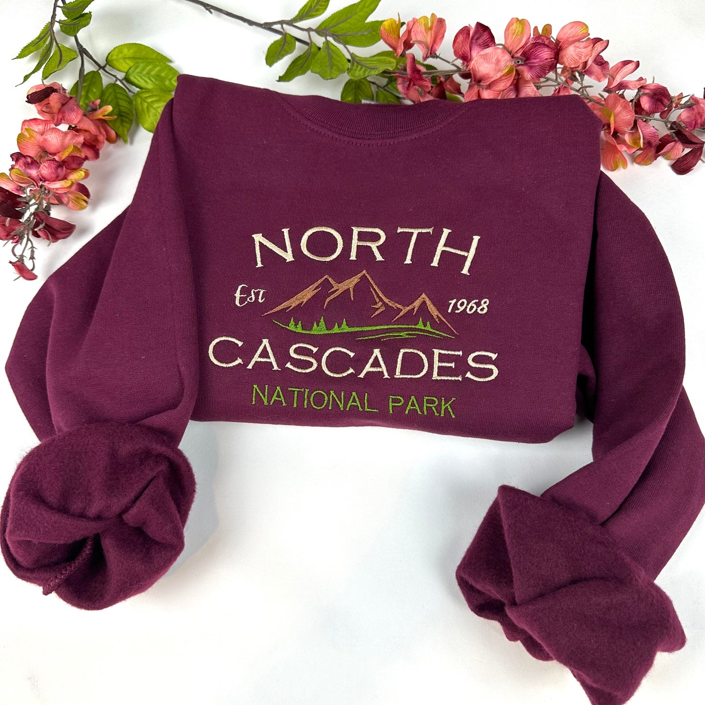 North Cascades National Park Embroidered Crewneck Sweatshirt