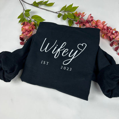 Wifey Sweatshirt - Bride Sweatshirt - Personalized Bride Gift - Embroidered Sweatshirt