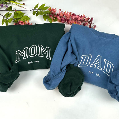 Mommy/Daddy Embroidered Crewneck Sweatshirt - Mother’s day Gift (Custom EST Date)