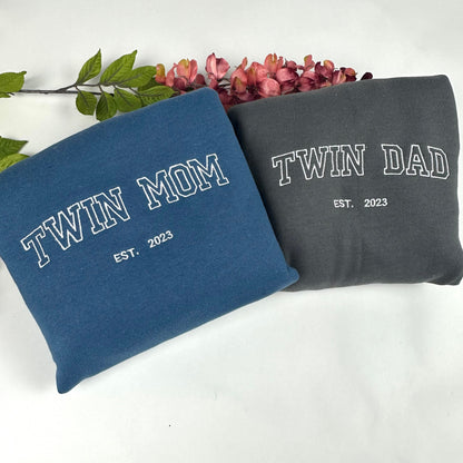 Mommy/Daddy Embroidered Crewneck Sweatshirt - Mother’s day Gift (Custom EST Date)