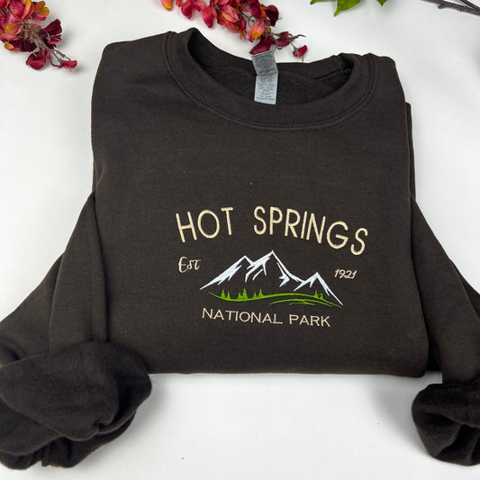 Hot Springs National Park Embroidered Crewneck-embroidered Crewneck-National Park Sweatshirt