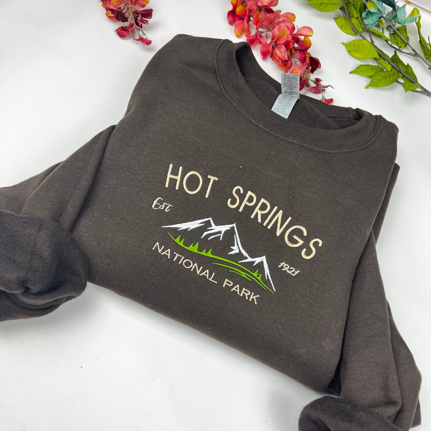 Hot Springs National Park Embroidered Crewneck-embroidered Crewneck-National Park Sweatshirt