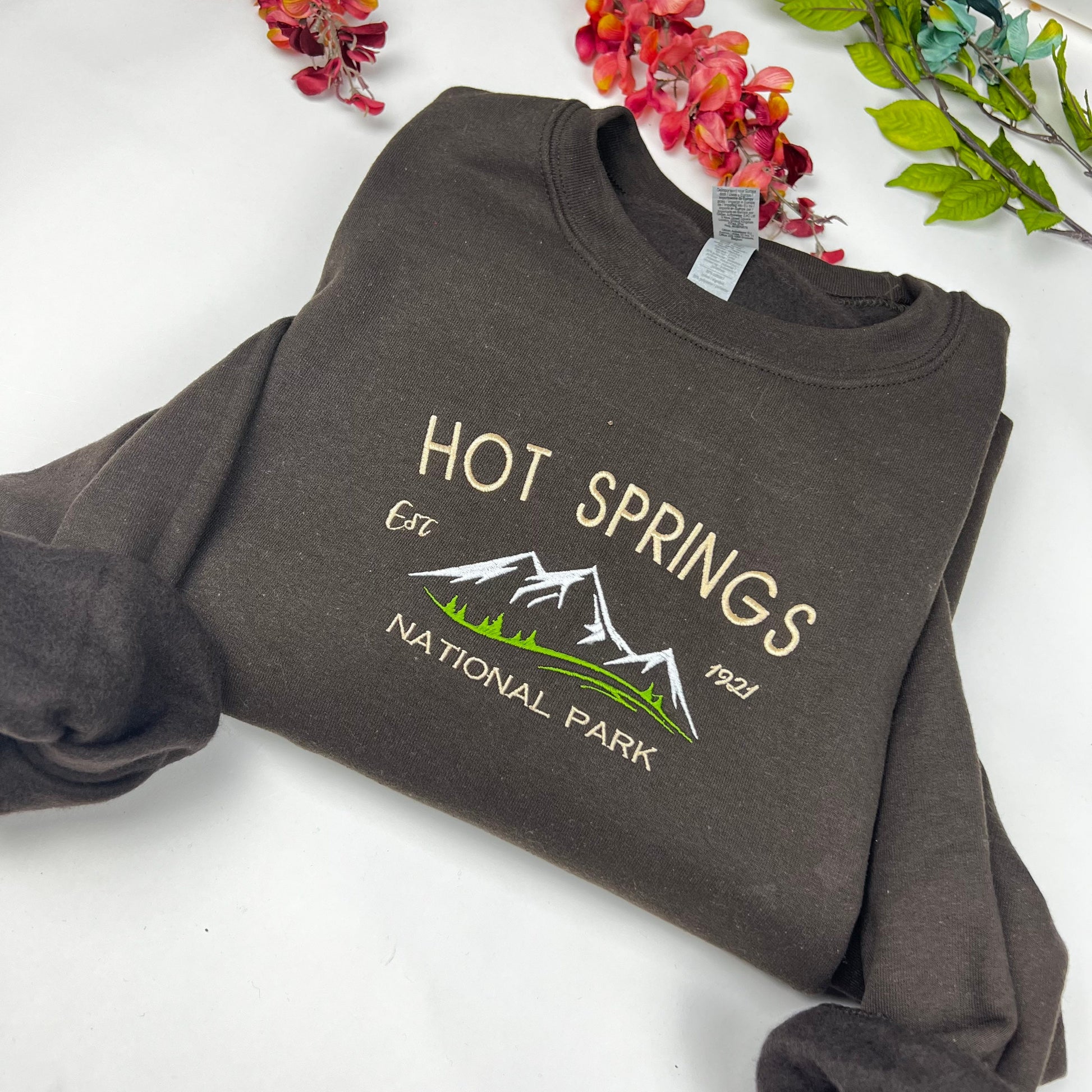 Hot Springs National Park Embroidered Crewneck-embroidered Crewneck-National Park Sweatshirt