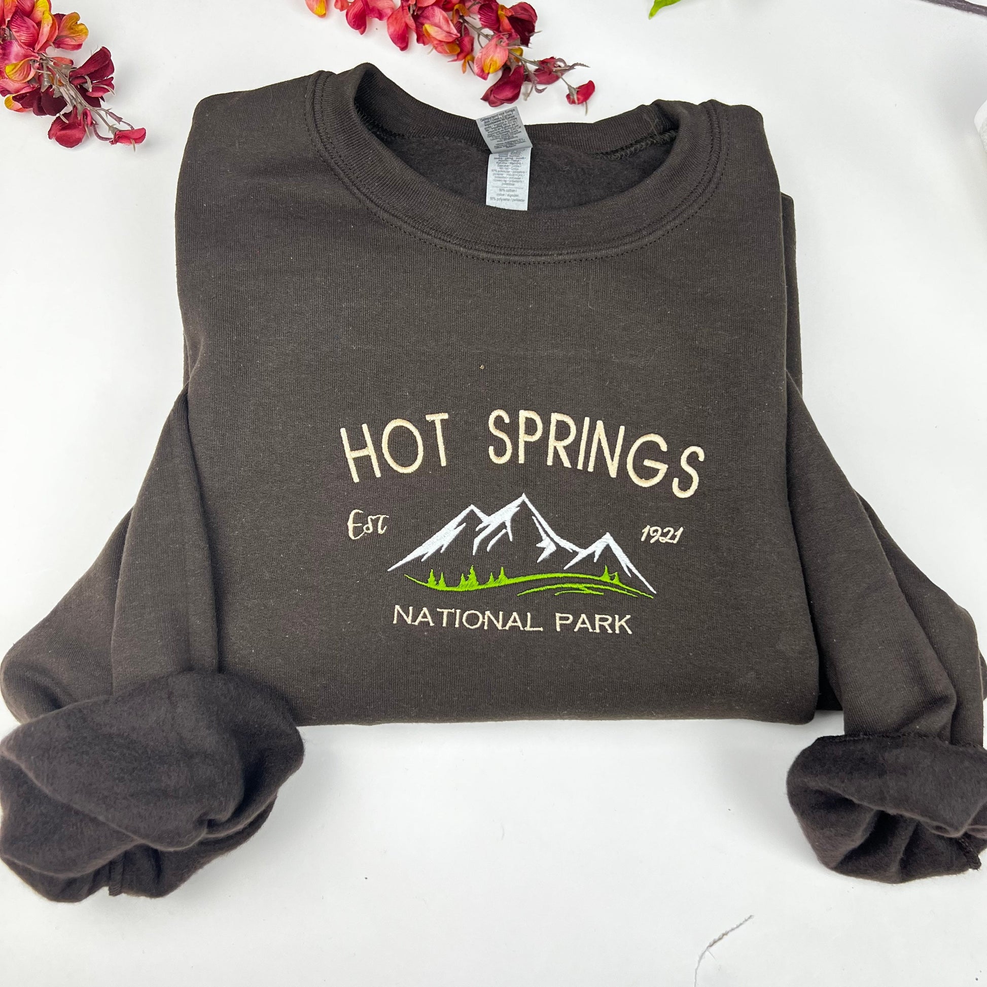 Hot Springs National Park Embroidered Crewneck-embroidered Crewneck-National Park Sweatshirt
