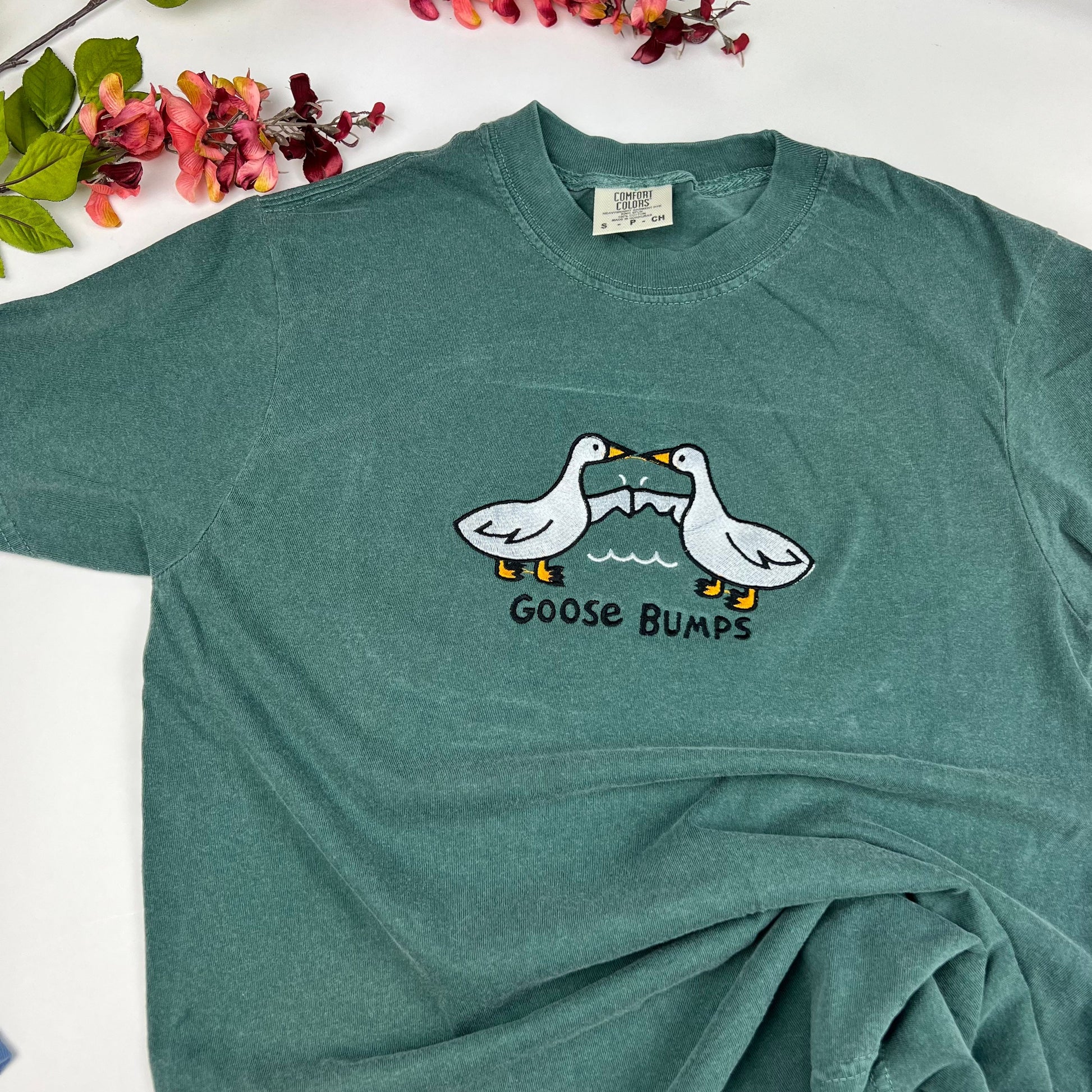 Goose T-shirt- Goose Embroidered T-shirt- Funny GooseBumps- Comfort Colors
