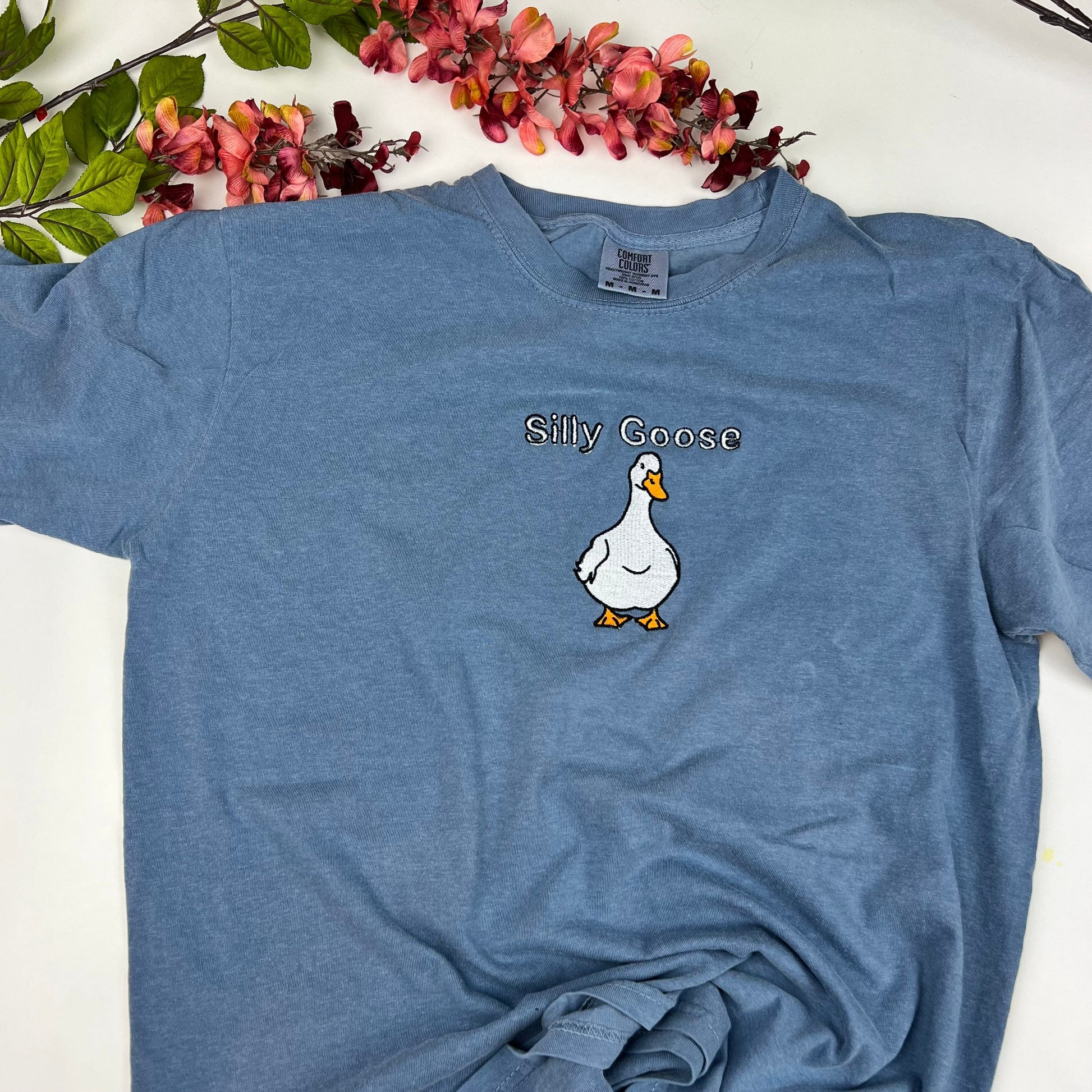 Silly Goose t-shirt- Goose Embroidered T-shirt- Funny shirt- Comfort colors T-shirt