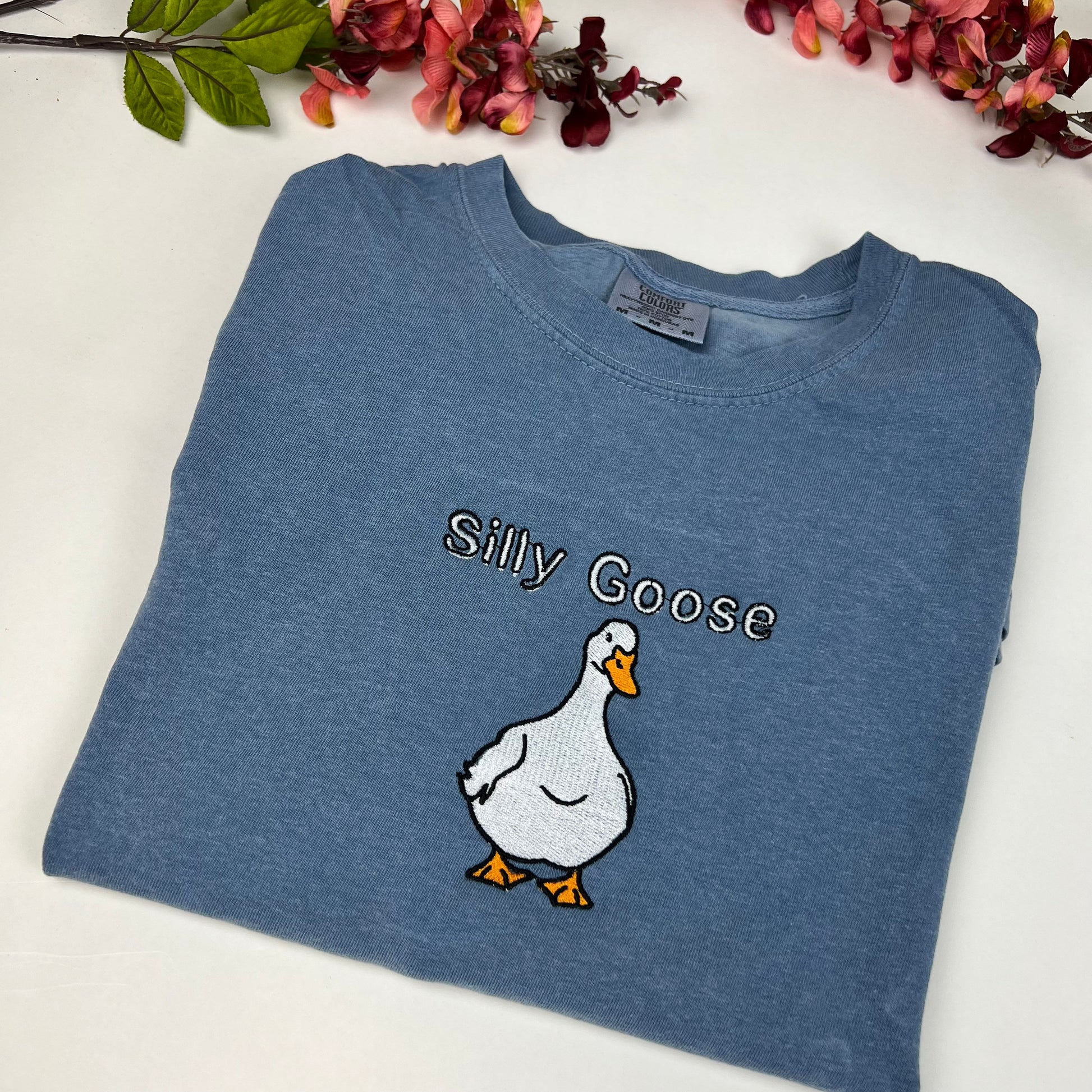 Silly Goose t-shirt- Goose Embroidered T-shirt- Funny shirt- Comfort colors T-shirt