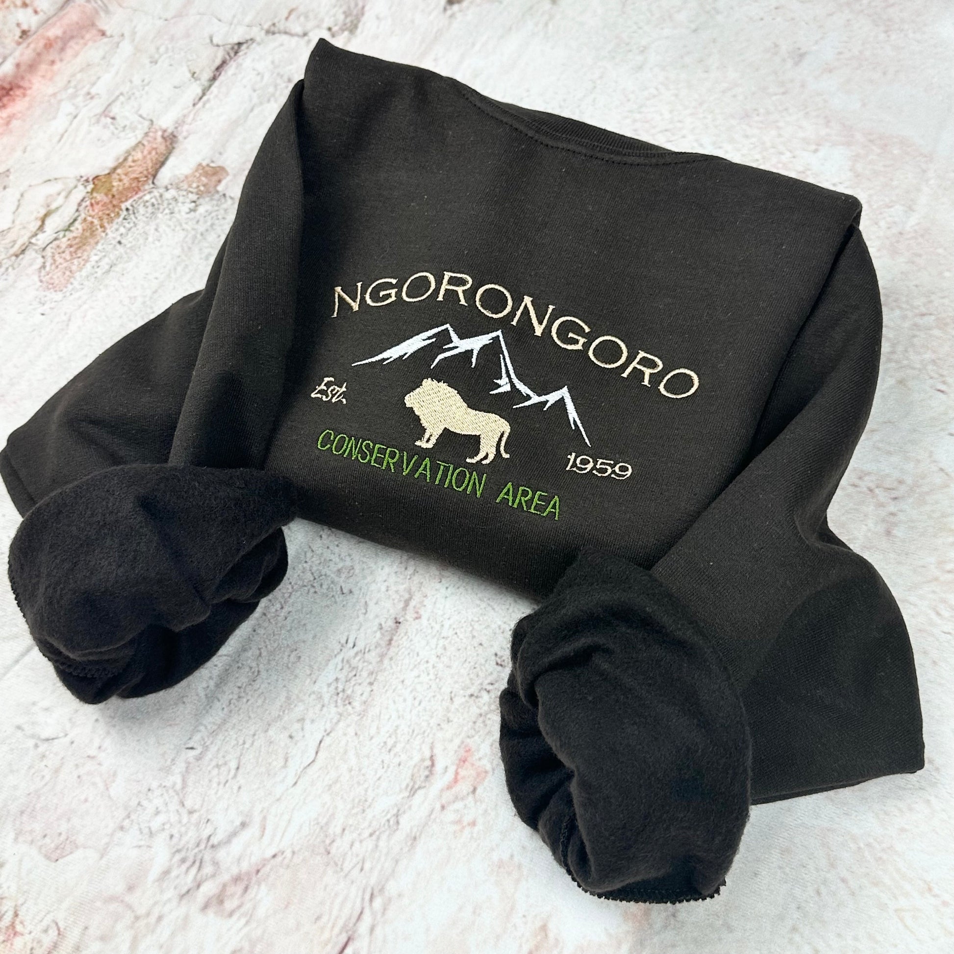 Ngorongoro National Park Embroidered Crewneck Sweatshirt- Tanzania