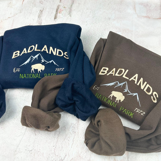 Badlands National Park Embroidered Crewneck Sweatshirt