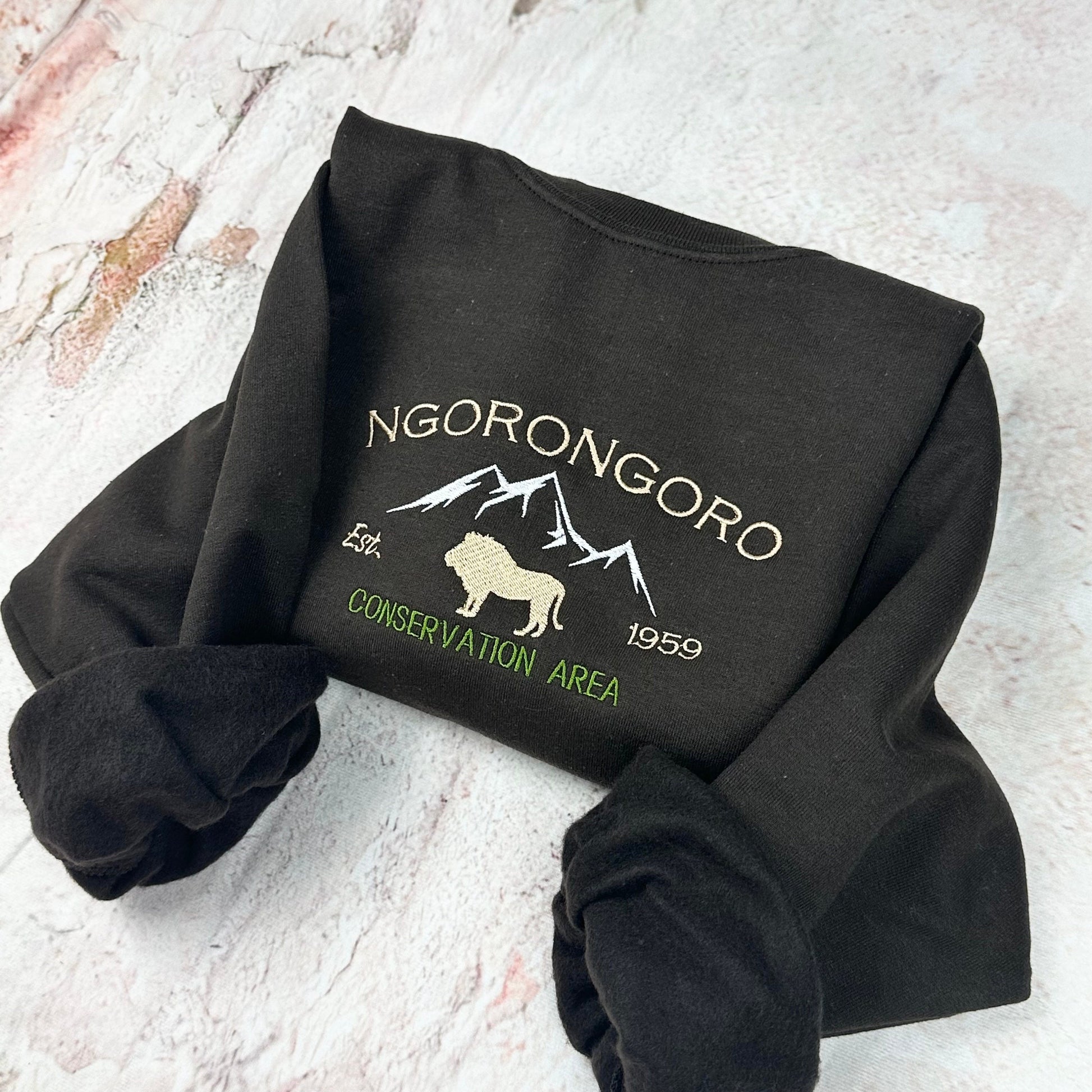 Ngorongoro National Park Embroidered Crewneck Sweatshirt- Tanzania