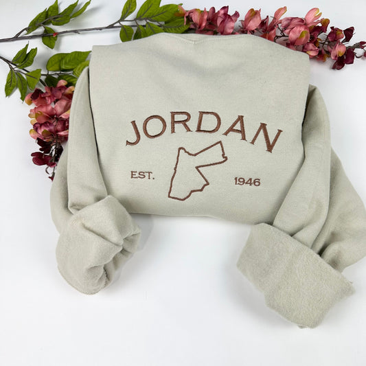 Jordan Embroidered Crewneck Sweatshirt - Custom Country Sweatshirt (MAP)