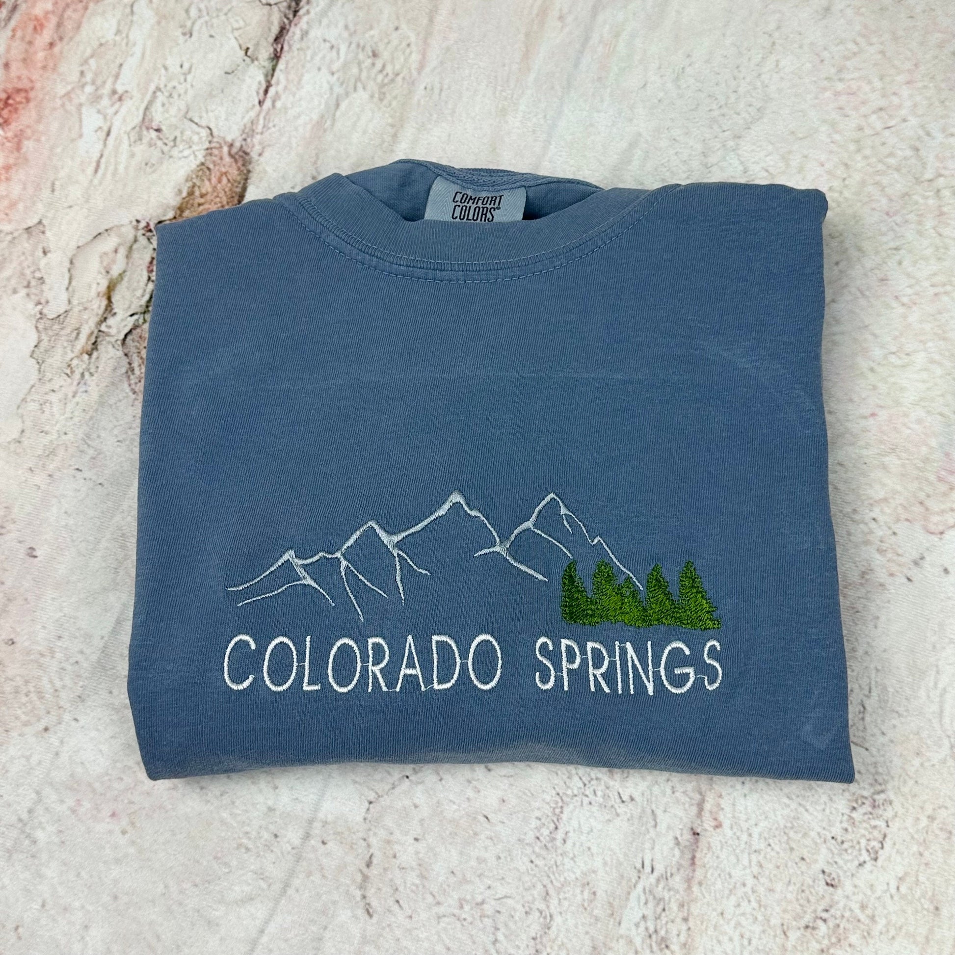 Comfort Colors Colorado Springs Embroidered Sweatshirt - Rocky Mountain T-shirt (Colorado Springs)