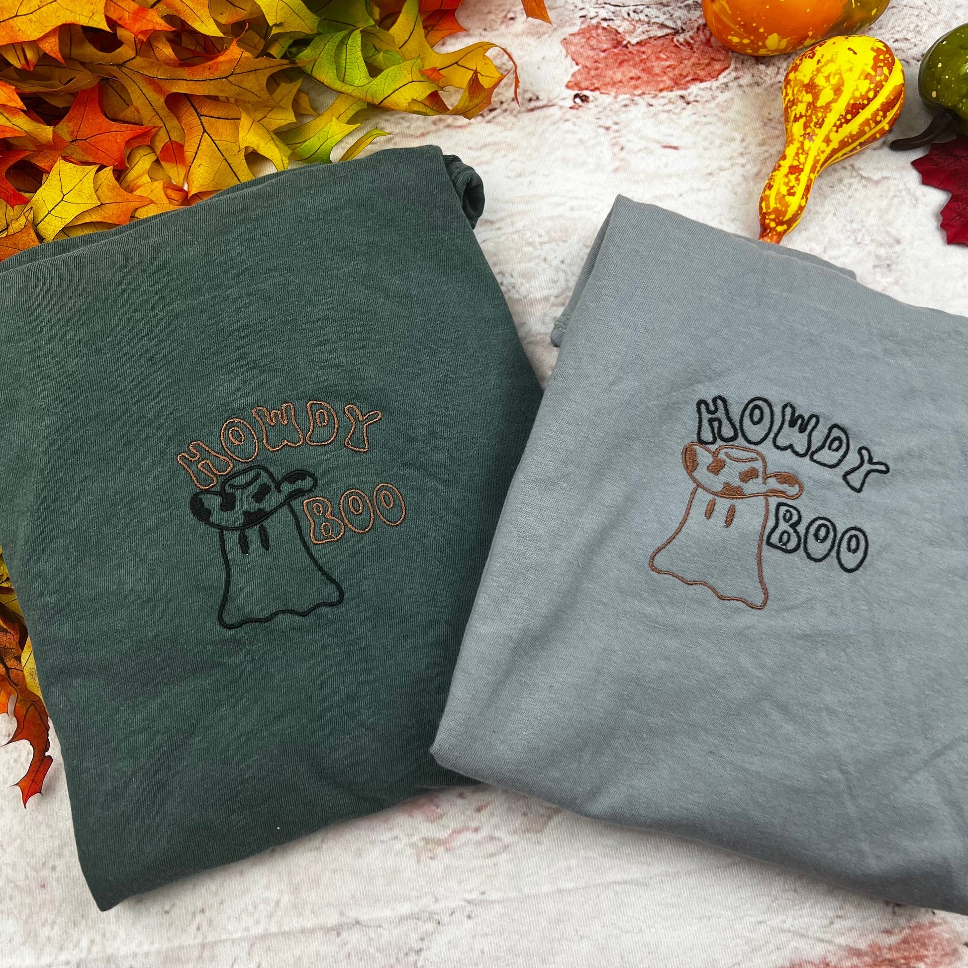 Cowboy Ghost Embroidered tee - Embroidered T-shirt- Funny shirt- Halloween Ghost Comfort colors T-shirt