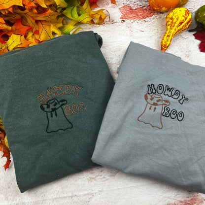 Cowboy Ghost Embroidered tee - Embroidered T-shirt- Funny shirt- Halloween Ghost Comfort colors T-shirt