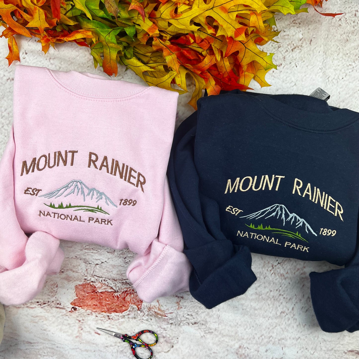 Mount Rainier National Park Embroidered Crewneck Sweatshirt