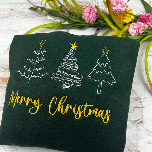 Merry Christmas Sweatshirt - (3 CHRISTMAS TREES)